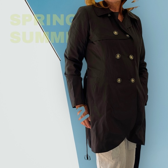 Luxurious Black Trench Coat by CeCe - Picture 2 of 16